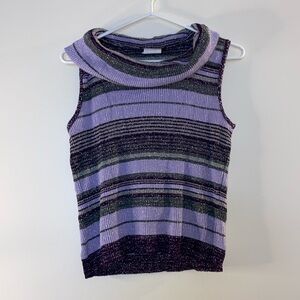 Links & Links Y2K Women’s Lilac No Sleeves Sweater Cowl Neck (Size Large)Glitter